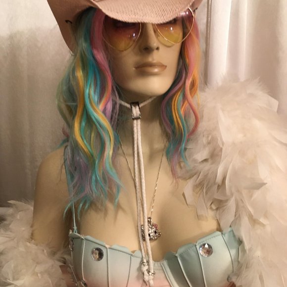 ADORABLE vintage cotton candy pink cowboy hat with hello kitty and crystals! - Picture 4 of 10